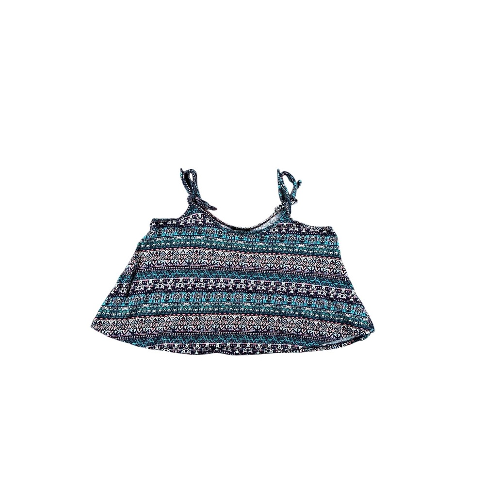 Forever 21 Blue Geometric Tribal Print Tie Strap Crop Cami Top Small